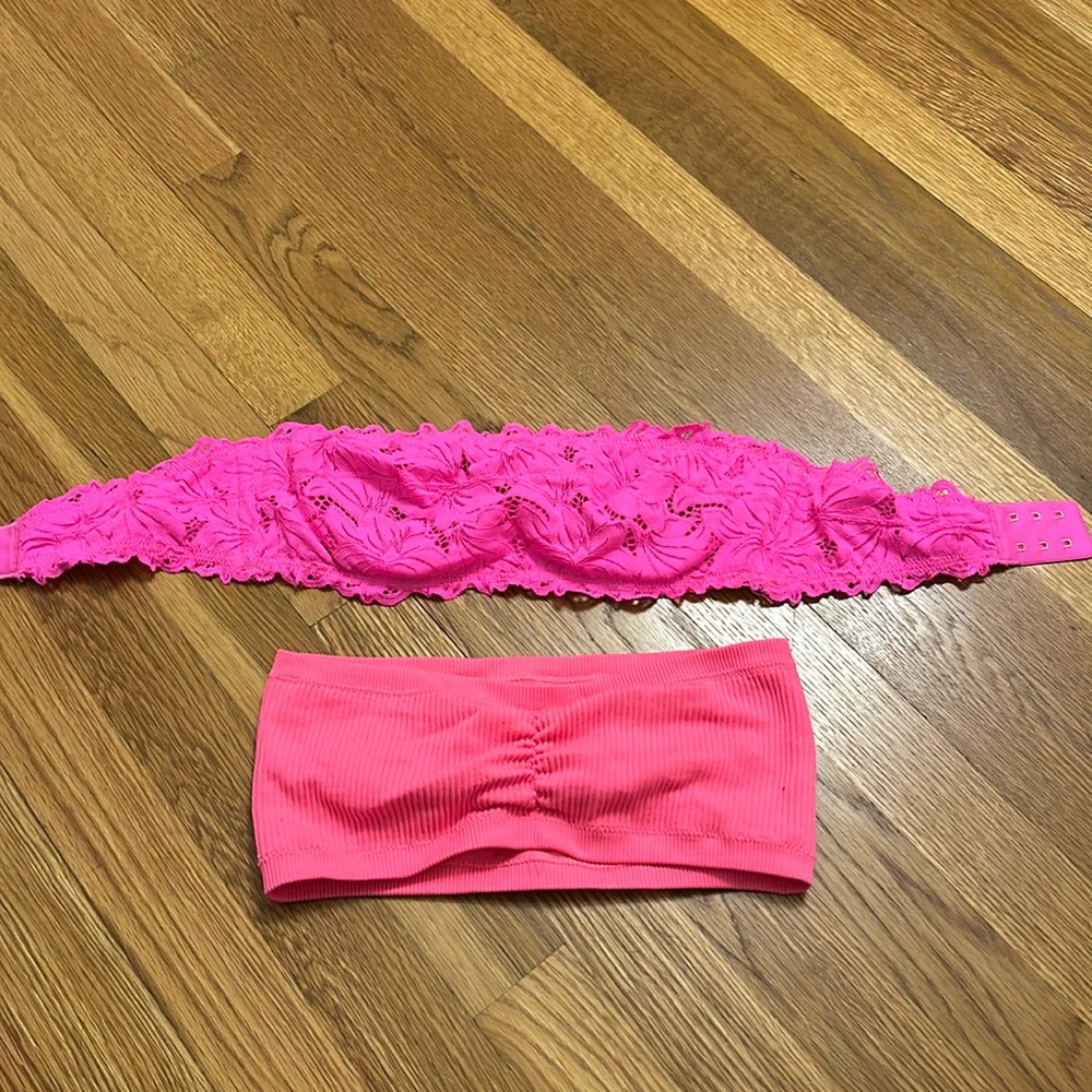 Set of Two Aerie Strapless Pink Bras